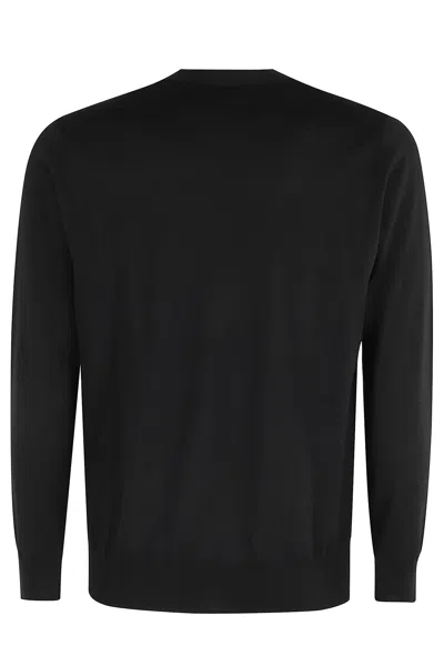 Paolo Pecora Long-sleeve Crewneck Sweater In Luxurious Virgin Wool In Black