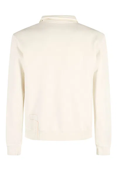 Fortela Chest-pocket Half-zipped Sweatshirt In White