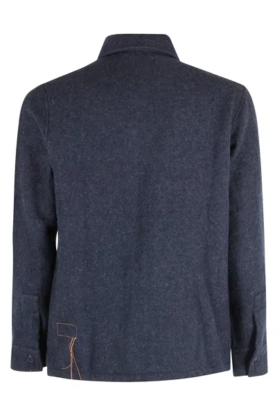 Fortela Front-pockets Wool Shirt Jacket In Blue