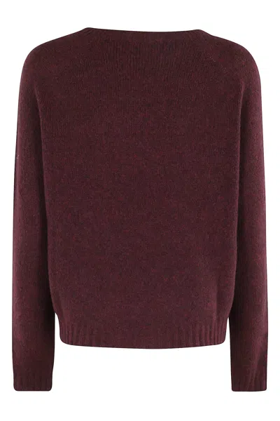 Roberto Collina Burgundy Circle Neck Sweater With Long Sleeves In Burgundy
