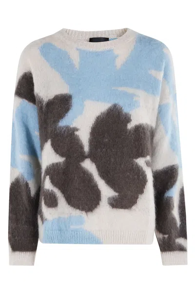 Roberto Collina Crew Neck Long Sleeve Sweater In Blue