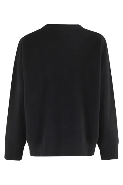 Roberto Collina Oversized Merino Wool Sweater With Classic Crew Neckline In Black