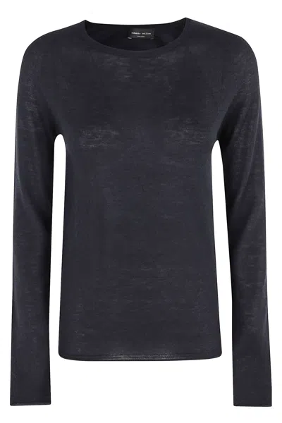 Roberto Collina Crew Neck Long Sleeve Sweater In Blue