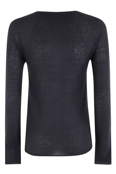 Roberto Collina Crew Neck Long Sleeve Sweater In Blue
