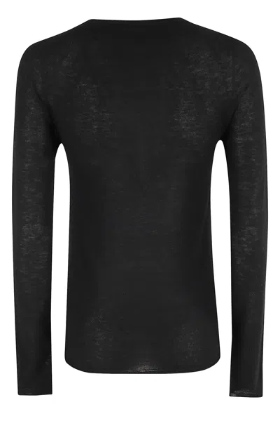 Roberto Collina Crew Neck Long Sleeve Sweater In Black