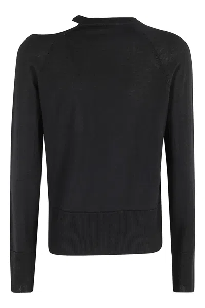 Roberto Collina Crew Neck Sweater With Cut-out Detail In Black