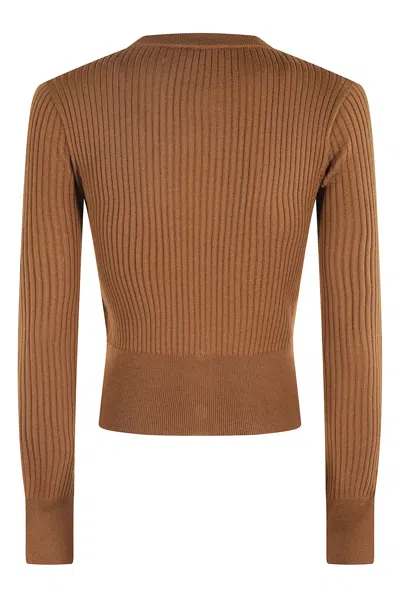 Roberto Collina Ribbed Cardigan Knitwear In Brown
