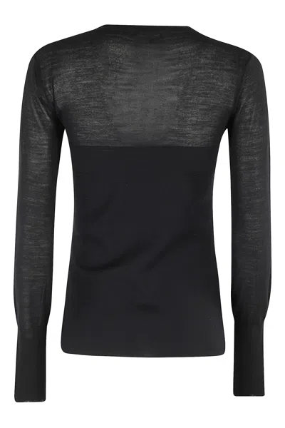 Roberto Collina Fitted Long Sleeve Bustier With Round Neckline In Black