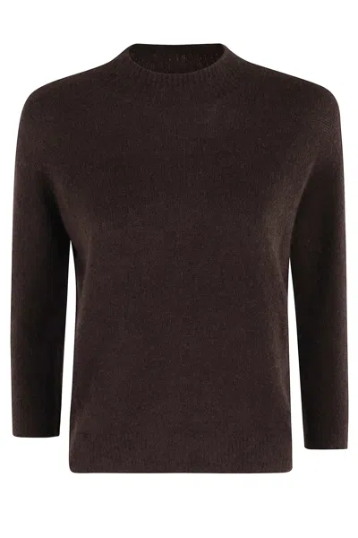 Roberto Collina Three-quarter Sleeve Sweater In Brown
