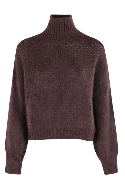 Roberto Collina Turtleneck Long-sleeved Sweater In Brown
