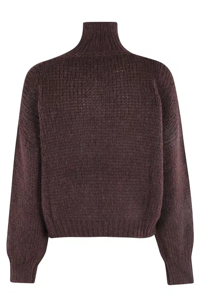 Roberto Collina Turtleneck Long-sleeved Sweater In Brown