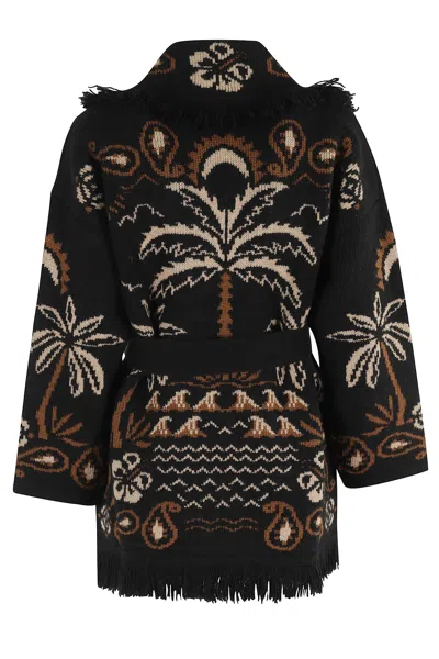 Alanui Cardigan In Multicolor Wool In Black