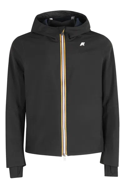 K-way Fitted Black Water-repellent Jacket With Adjustable Hem And Fleece Interior In Black
