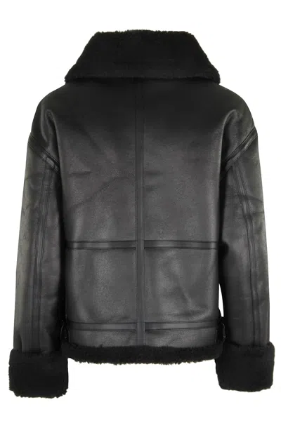 Dunst Unisex Loose Fit Shearling Jacket In Black