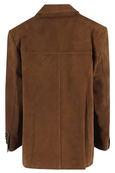 Dunst Suede Tailored Half Jacket In Brown