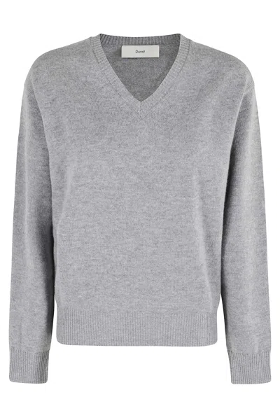 Dunst Unisex Cahsmere V Neck Sweater In Gray