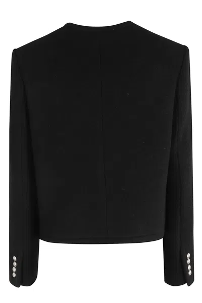 Dunst Cropped Black Tweed Jacket With Button Detailing In Black