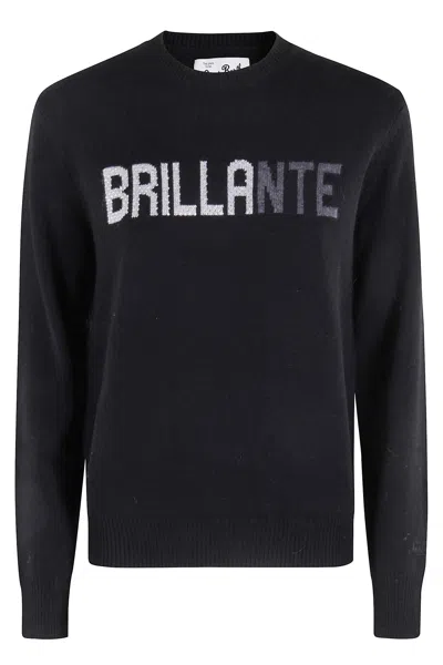 Mc2 Saint Barth Wool And Alpaca Blend Sweater With Embroidery Bollicine Addicted In Black