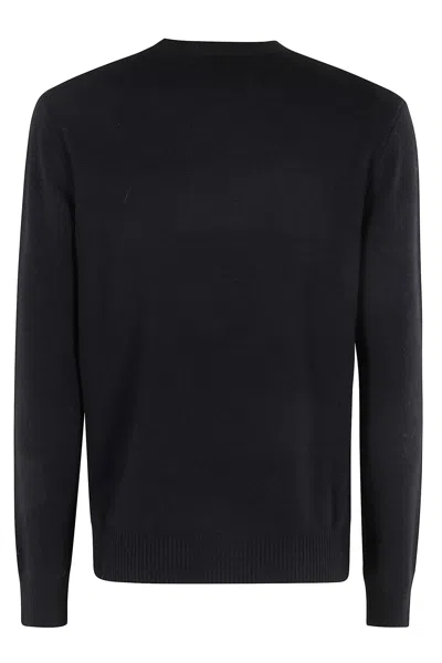Mc2 Saint Barth Wool And Alpaca Blend Sweater With Embroidery Bollicine Addicted In Black