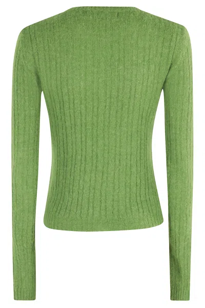 Tela Ribbed-knit Crew-neck Sweater In Green