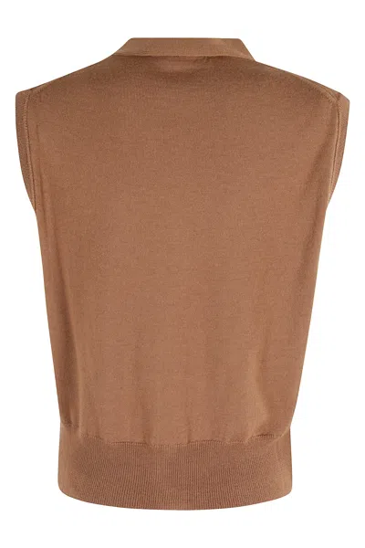 Tela Button-front Sleeveless Cardigan In Brown