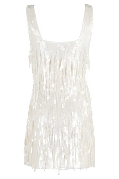 Staud Le Sable Sequin-embellished Mini Dress In White