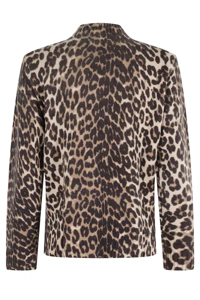 Seventy Cropped High Neck Sweater With Bold Spotted Pattern In Animal Print