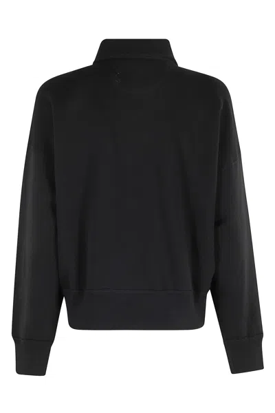 Polo Ralph Lauren Cotton Blend Fleece Quarter-zip Sweatshirt In Black