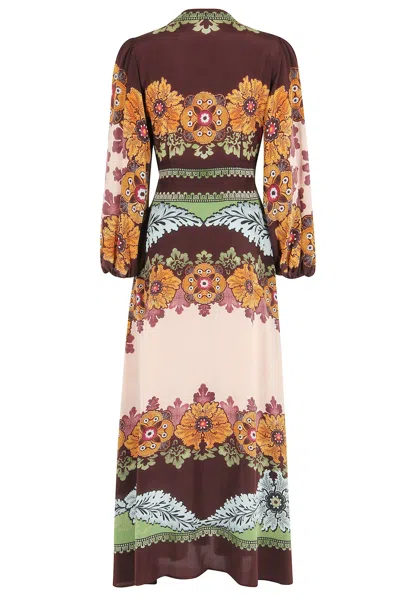 La Doublej Bordeaux Printed Crepe De Chine Maxi Dress In Multi