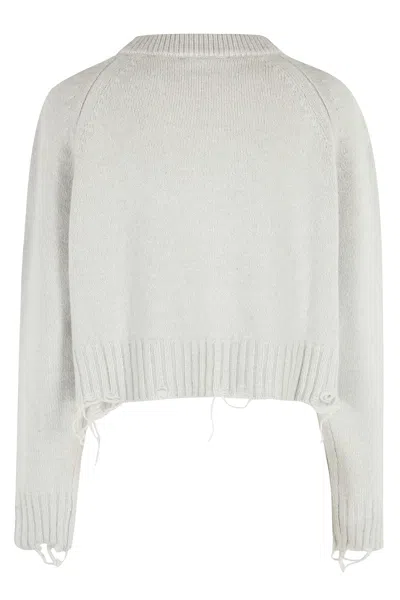 Low Classic Damaged Cropped Pullover In Gray