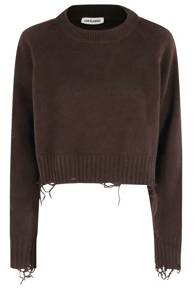 Low Classic Damaged Cropped Pullover In Brown