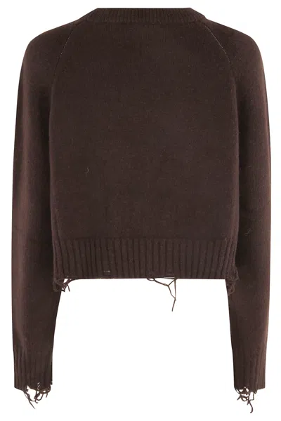 Low Classic Damaged Cropped Pullover In Brown