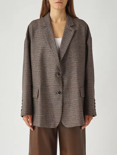 Nine In The Morning Pocket Check Jacket In Brown