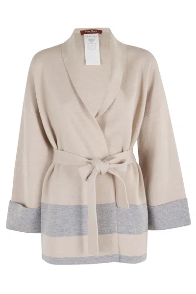Max Mara Belted Cardigan In Neutral