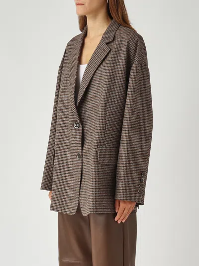 Nine In The Morning Pocket Check Jacket In Brown