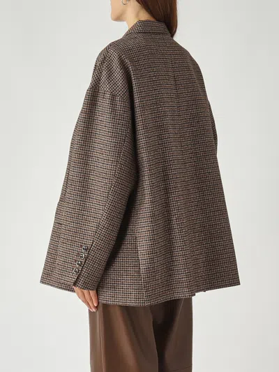 Nine In The Morning Pocket Check Jacket In Brown