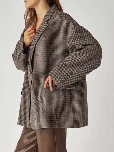 Nine In The Morning Pocket Check Jacket In Brown