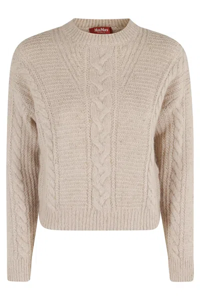 Max Mara Studio Boxy Sweater In Blended Alpaca In Neutral