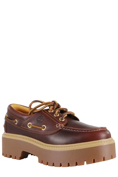 Timberland Stone Street Leather Platform Loafers In Brown
