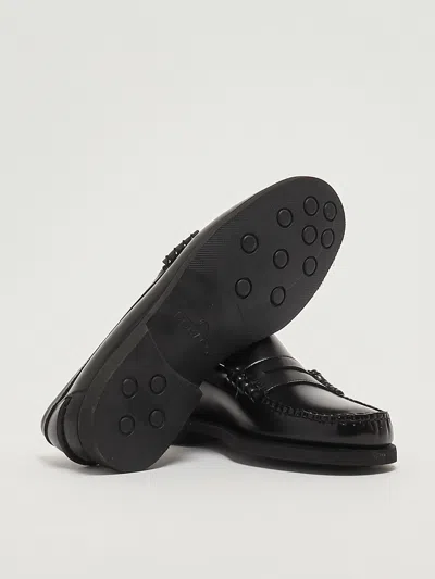 Sebago Dan Po Lt In Pelle Pieno Fiore Spazzolata Liscia. Penny Loafer Beefroll, Mocassino 4 Stagioni Con To In Black