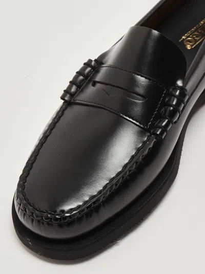 Sebago Dan Po Lt In Pelle Pieno Fiore Spazzolata Liscia. Penny Loafer Beefroll, Mocassino 4 Stagioni Con To In Black