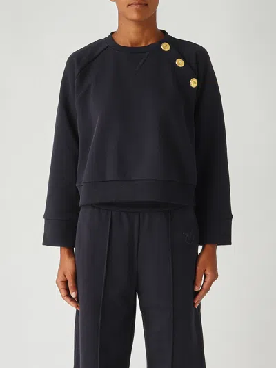 Pinko Crewneck Sweatshirt With Buttons In Blue
