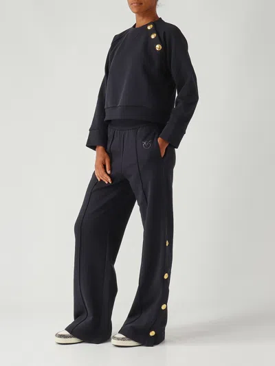 Pinko Crewneck Sweatshirt With Buttons In Blue