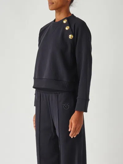 Pinko Crewneck Sweatshirt With Buttons In Blue