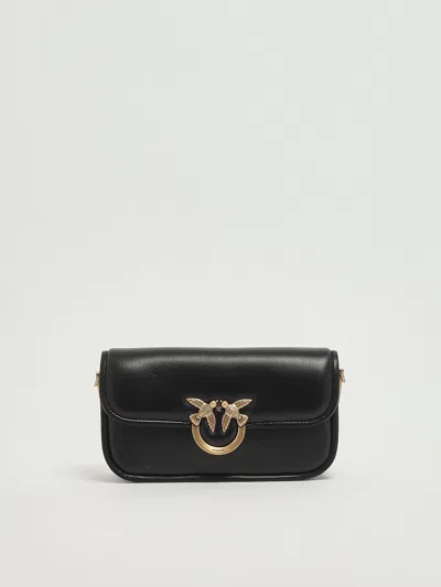 Pinko Love Box Baguette Nappa Clutch In Black