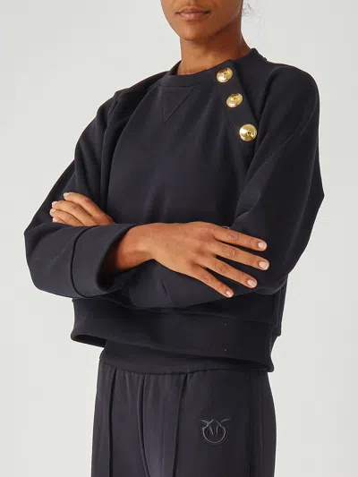 Pinko Crewneck Sweatshirt With Buttons In Blue