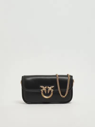 Pinko Love Box Baguette Nappa Clutch In Black