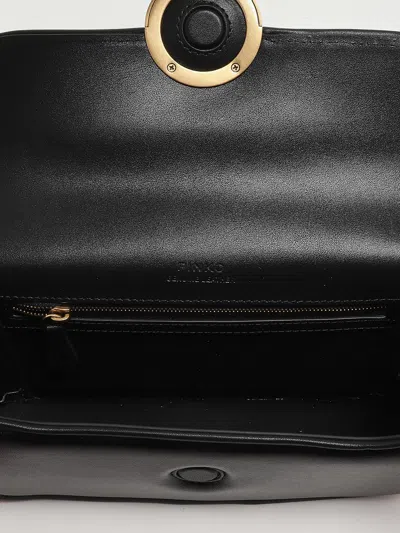 Pinko Love Box Baguette Nappa Clutch In Black