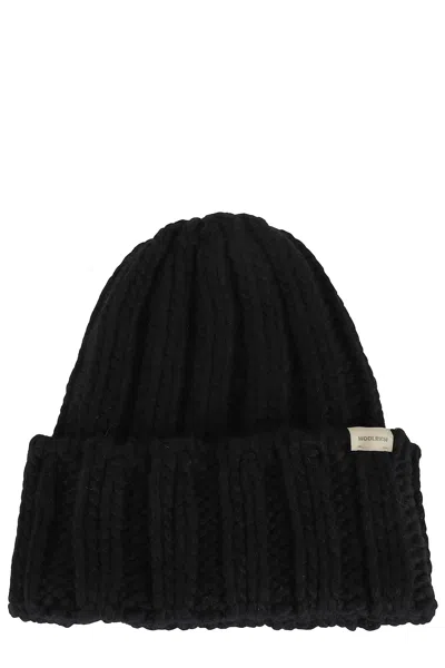 Woolrich Cable-knit Beanie Hat In Black
