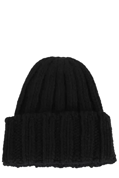Woolrich Cable-knit Beanie Hat In Black